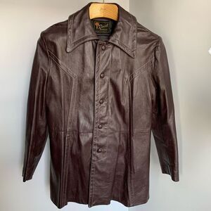 Vintage REED SPORTSWEAR leather jacket brown sz 42 or L mens